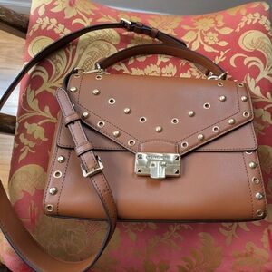 Michael Kors Tan Leather Satchel with Gold Accents